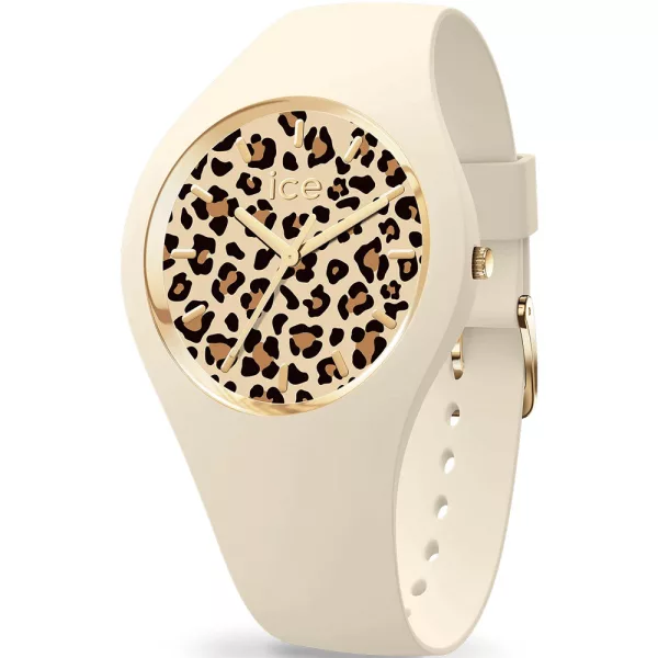 Ice Watch Leopard Almond Skin női karóra 37mm 021727, bézs számlappal, bézs szilikon szíjjal