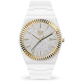 Ice Watch Power White Glitter Gold női karóra 024767, fehér számlappal, fehér szilikon szíjjal