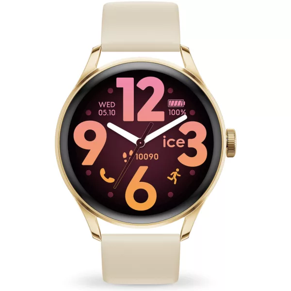 Ice Watch Smart 3.0 round 1.20 Gold Beige női okosóra 025115, fekete számlappal, bézs szilikon szíjjal