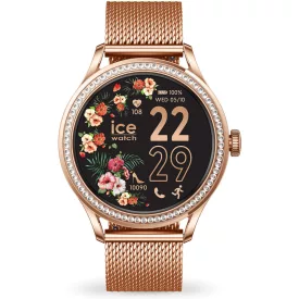 Ice Watch Smart ST 2.0 round 1.20 Rose-Gold női okosóra 025317, fekete számlappal, rose gold nemesacél szíjjal