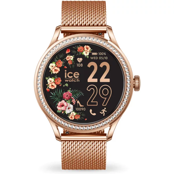 Ice Watch Smart ST 2.0 round 1.20 Rose-Gold női okosóra 025317, fekete számlappal, rose gold nemesacél szíjjal