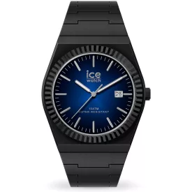 Ice Watch PW Black Blue Radial férfi karóra 025761, fekete számlappal, fekete szilikon szíjjal