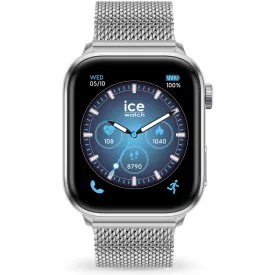 Ice Watch Smart 3.0 rectangular 1.78 Silver Milanese unisex okosóra 025803, fekete számlappal, ezüst nemesacél szíjjal