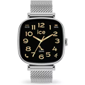 Ice Watch Smart SQ 2.0 square 1.70 Silver Milanese női okosóra 025820, fekete számlappal, ezüst nemesacél szíjjal