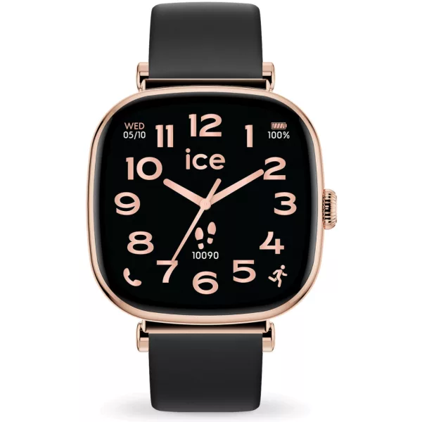 Ice Watch Smart SQ 2.0 square 1.70 Rose-Gold Black női okosóra 025890, fekete számlappal, fekete szilikon szíjjal