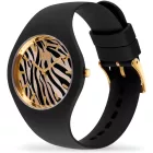 Ice Watch Wild Black Gold Zebra női karóra 025894, fekete számlappal, fekete szilikon szíjjal