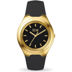 Ice Watch Bubble Black Gold női karóra 025951, fekete számlappal, fekete szilikon szíjjal