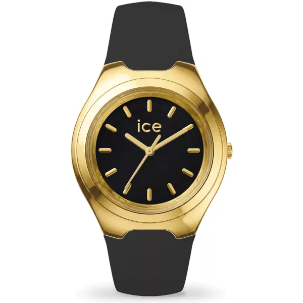 Ice Watch Bubble Black Gold női karóra 025951, fekete számlappal, fekete szilikon szíjjal