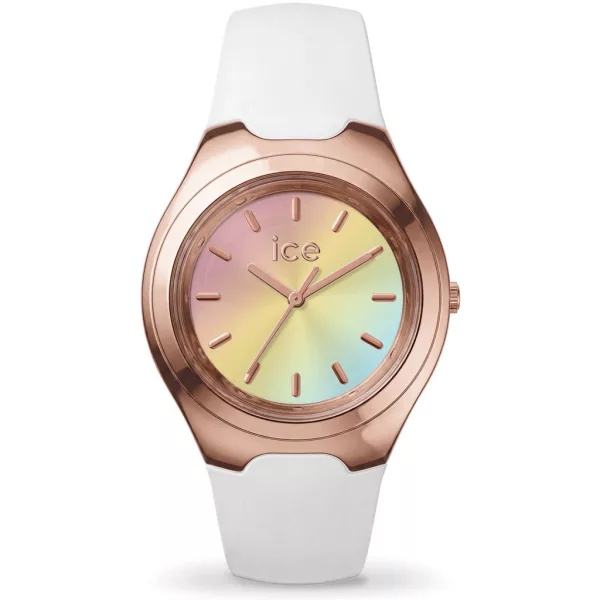 Ice Watch Bubble White Sunset Rainbow női karóra 025953, fehér számlappal, fehér szilikon szíjjal