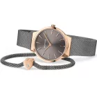 Bering Classic női karóra szett 12131-369-GWP, szürke számlappal, ezüst nemesacél szíjjal