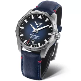 Vostok Europe N1 Rocket férfi karóra NH35-125A748, kék számlappal, kék bőr szíjjal