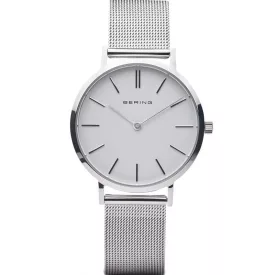 Bering Classic női karóra 14134-004, fehér számlappal, ezüst nemesacél szíjjal