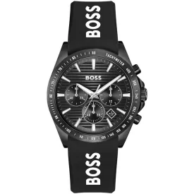 Hugo Boss Strike férfi karóra HB1514289, fekete számlappal, fekete szilikon szíjjal