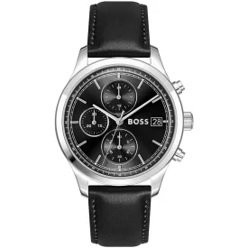 Hugo Boss Stratus férfi karóra HB1514326, fekete számlappal, fekete bőr szíjjal