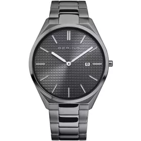 Bering Ultra Slim férfi karóra 17240-777, szürke számlappal, szürke nemesacél szíjjal