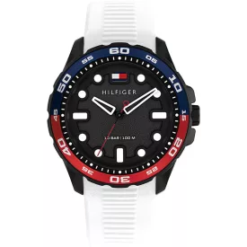 Tommy Hilfiger TH-Regatta férfi karóra TH1792264, fekete számlappal, fehér szilikon szíjjal