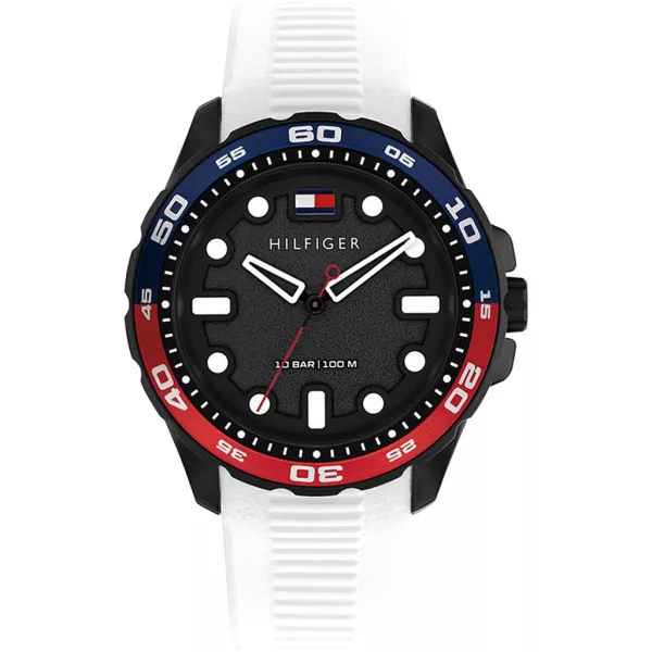 Tommy Hilfiger TH-Regatta férfi karóra TH1792264, fekete számlappal, fehér szilikon szíjjal