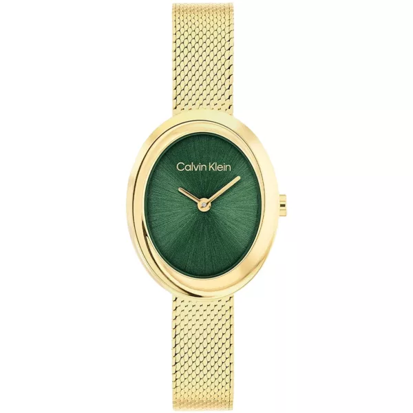 Calvin Klein Twisted Bezel női karóra CK25100152, zöld számlappal, arany nemesacél szíjjal