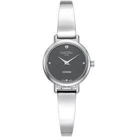 Roamer Elegance Diamond Round női karóra 548845 41 55 50, fekete számlappal, ezüst nemesacél szíjjal