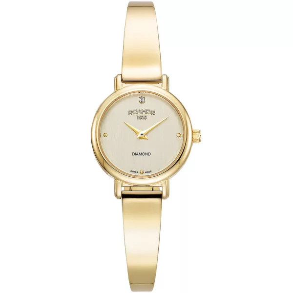 Roamer Elegance Diamond Round női karóra 548845 48 15 50, arany számlappal, arany nemesacél szíjjal