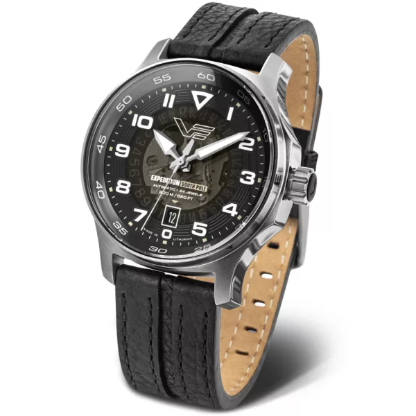 Vostok Europe Expedition South Pole férfi karóra NH35-592A758, fekete számlappal, fekete bőr szíjjal