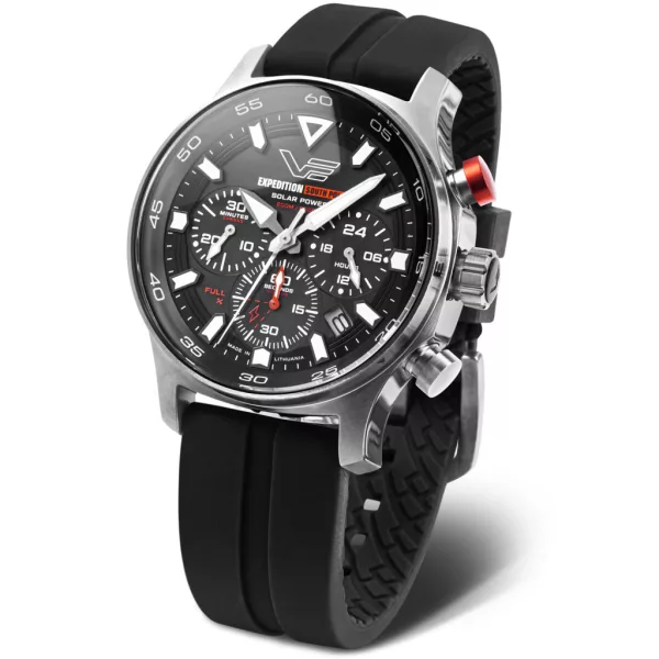 Vostok Europe Expedition South Pole Solar Power férfi karóra VR42-592A761, fekete számlappal, fekete szilikon szíjjal