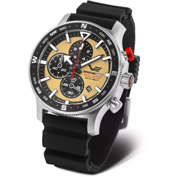 Vostok Europe Expedition Sahara Limited Edition férfi karóra 6S10-598A753, sárga számlappal, fekete szilikon szíjjal