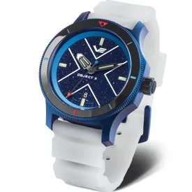 Vostok Europe Object X Limited Edition férfi karóra NH35-599E776, kék számlappal, fehér szilikon szíjjal