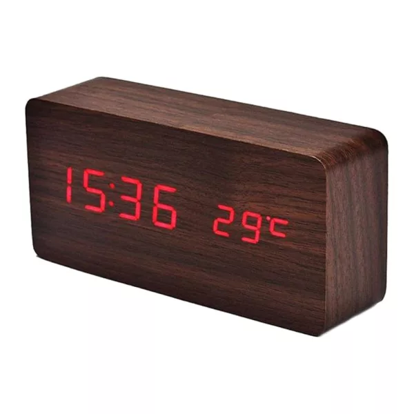 Barna LED-es asztali ébresztőóra 6837-5