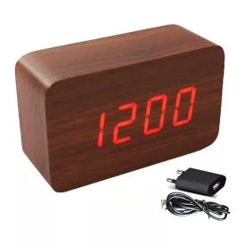 Barna LED-es asztali ébresztőóra 6838-5