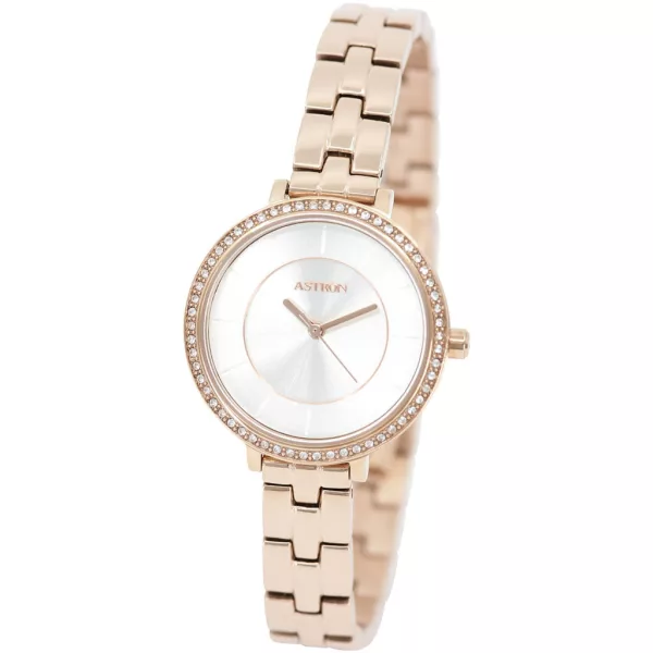 Astron női karóra 8009-8, ezüst számlappal, rose gold nemesacél szíjjal