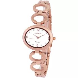 Astron női karóra 8051-0, fehér számlappal, rose gold titán szíjjal