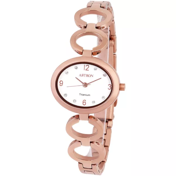 Astron női karóra 8051-0, fehér számlappal, rose gold titán szíjjal
