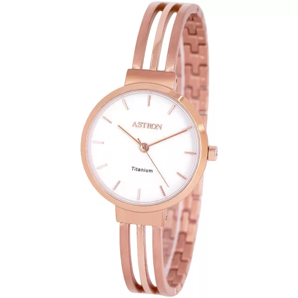 Astron női karóra 8055-0, fehér számlappal, rose gold titán szíjjal