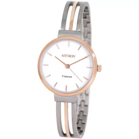 Astron női karóra 8055-8, fehér számlappal, ezüst és rose gold titán szíjjal