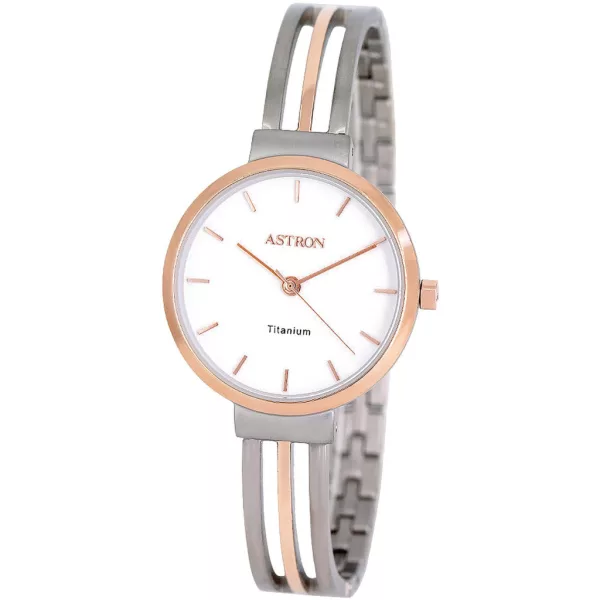 Astron női karóra 8055-8, fehér számlappal, ezüst és rose gold titán szíjjal
