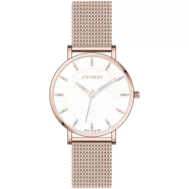 Astron női karóra 8062-0, fehér számlappal, rose gold nemesacél szíjjal