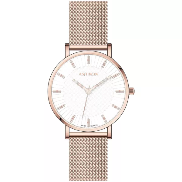 Astron női karóra 8062-0, fehér számlappal, rose gold nemesacél szíjjal