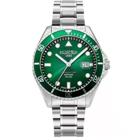 Roamer Pro Scuba 200 férfi karóra 969845 41 75 20, zöld számlappal, ezüst nemesacél szíjjal