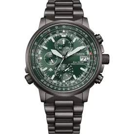 Citizen Promaster Sky férfi karóra AT8304-57W, zöld számlappal, szürke nemesacél szíjjal
