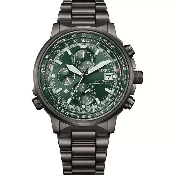 Citizen Promaster Sky férfi karóra AT8304-57W, zöld számlappal, szürke nemesacél szíjjal