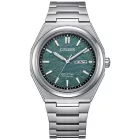 Citizen Titanium férfi karóra AW0130-85X, zöld számlappal, ezüst titán szíjjal