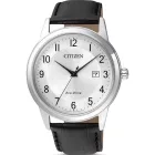 Citizen Sporty férfi karóra AW1231-07A, ezüst számlappal, fekete bőr szíjjal