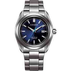 Citizen Super Titanium férfi karóra AW1900-50L, kék számlappal, ezüst titán szíjjal
