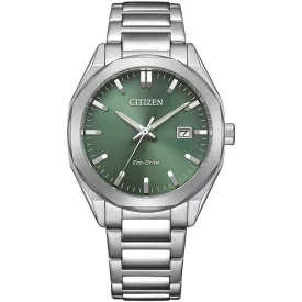 Citizen férfi karóra BM7620-83Y, zöld számlappal, ezüst nemesacél szíjjal