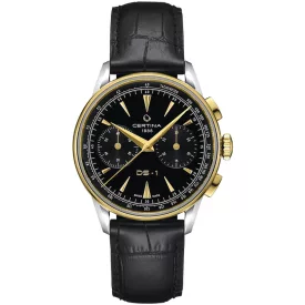 Certina DS-1 Chrono Auto férfi karóra C029.462.26.051.00, fekete számlappal, fekete bőr szíjjal