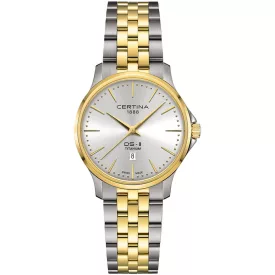 Certina DS-8 Lady női karóra C045.010.55.031.00, ezüst számlappal, ezüst és arany titán szíjjal