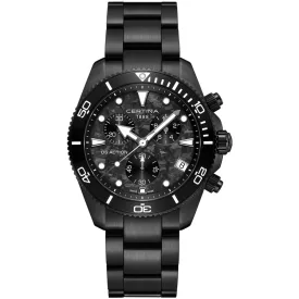 Certina DS Action Chrono férfi karóra C048.417.33.201.00, fekete számlappal, fekete nemesacél szíjjal