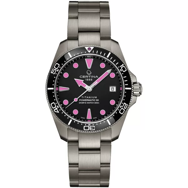 Certina DS Action Diver férfi karóra C048.807.44.051.01, fekete számlappal, szürke titán szíjjal