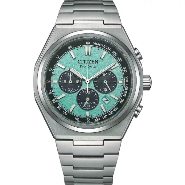 Citizen Titanium férfi karóra CA4610-85M, türkiz számlappal, ezüst titán szíjjal